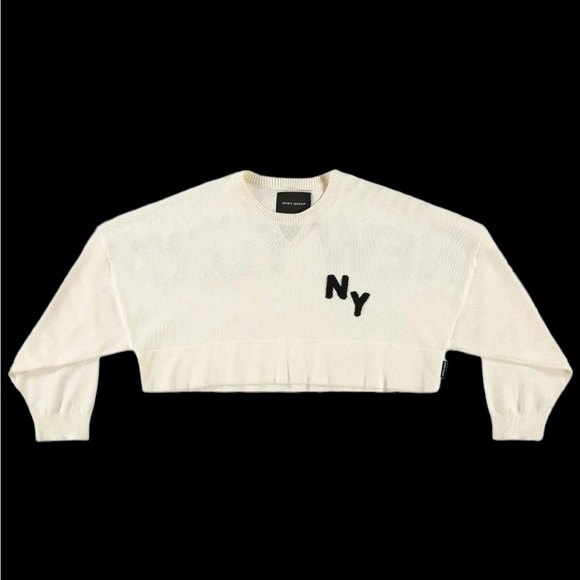 NWT SPIRIT JERSEY Cropped Sweater Boxy New York City Chenille Unisex So Good NEW - Picture 4 of 8